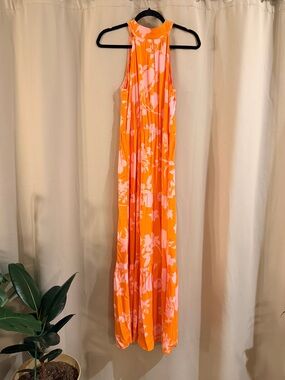 Dresses | Orange Strappy Slinky Ruched Back Maxi Dress | Poshmark